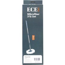 Tuğraçelik Ece Life EC-109 3in1 Mikrofiber Otomatik Mop Yedek Seti - 360° Döner Metal Sap 100 Cm, 125 gr Mop- 12'li Paket