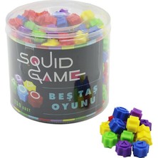 Tuğraçelik Souid Game Beş Taş Oyunu - Renkli Plastik, Kalamar Oyunu Temalı- 250'LI Paket