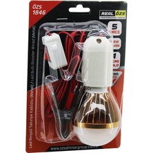 Tuğraçelik Real Özs ÖZS-1846 Seyyar LED Lamba ve Akü Takviye Kablolu 4m 5W Beyaz Renkli Metal Gövde