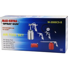 Tuğraçelik Max-Extra W-2000C5-S Hava Basma Alet Seti (4 Tabanca: Boya Püskürtme, Yıkama, Şişirme, Temizleme-Kurutma)