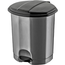 Tuğraçelik Dünya 01013-400&410 Siyah & Gri 18L Pedallı Çöp Kovası Plastik 305X301X390MM- 6'li Paket