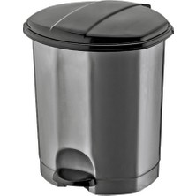 Tuğraçelik Dünya 01014-400&410 Siyah & Gri 30L Pedallı Çöp Kovası Plastik (358X350X470MM)- 4'li Paket