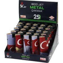 Tuğraçelik KOKO-1800 Bayraklı Jet Turbo Rezistanslı Manyetolu Cep Çakmak- 25'li Paket