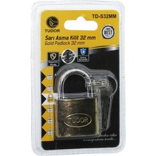 Tuğraçelik Tudor TD-S32MM Vakumlu 32MM Sarı Kısa Kancalı Asma Kilit- 12'li Paket