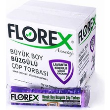 Tuğraçelik Florex 503 Avantaj Büzgülü Çöp Torbası Büyük Boy 65X70 cm 10'lu - Lavanta Kokulu- 25'li Paket