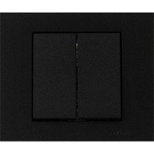 Tuğraçelik Atom Siyah Komütatörlü Ikili Anahtar Priz- 12'li Paket
