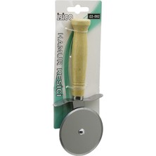 Tuğraçelik Ibico İ22-082 Küçük Pizza & Hamur Kesici Rulet, Çap: 6.3cm, Ahşap Saplı 10CM, Metal- 12'li Paket