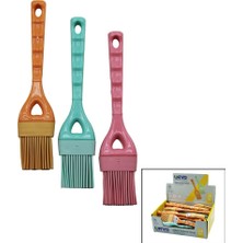 Tuğraçelik Urve UR-3068 Silikon Yumurta Fırçası, Renkli Plastik Saplı, 6-21.5 Cm- 24'li Paket