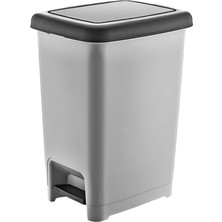 Tuğraçelik Dünya 01044 Slim Pedallı Çöp Kovası 40 Lt - Siyah ve Sedefli Gri 490X356X632 Mm- 6'li Paket