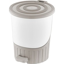 Tuğraçelik Dünya 01069-407 Kum Beji Pastel Lüks 8l Pedallı Çöp Kovası Plastik 260X230X275MM- 6'li Paket
