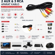 Tuğraçelik KRT-1134 Aparat Kablo - 2 Aux ve 3 Rca Bağlantılı- 15'li Paket