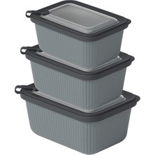 Tuğraçelik Dünya 30946-999 Mikro Line Dikdörtgen Saklama Kabı Seti 3'lü - 600, 1100 ve 1800 Ml, Mikrodalgada Kullanılabilir- 12'li Paket