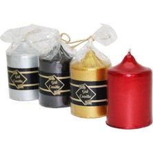 Tuğraçelik Gül Candle 5x7 Küçük Yaldızlı Takoz Mum- 40'li Paket