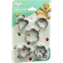 Tuğraçelik Qlux L-00156 Metal Kurabiye Kalıbı 5 Parça - Kalp Yıldız Papatya ve Ağaç Desenli