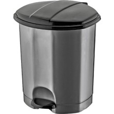 Tuğraçelik Dünya 01010-400&410 Siyah & Gri 5l Pedallı Çöp Kovası Plastik 202X202X245MM- 12'li Paket