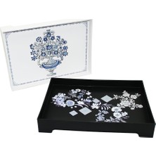 Tuğraçelik Harmony Time AS-101 HT-028.04 Japon Gülü Desenli Dikdörtgen Ayaklı Tepsi 31X21CM- 12'li Paket