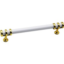 Tuğraçelik Ibico 949 Boru Çekmece Kulp 16 cm - Altın Yüzük Beyaz Kulp- 10'li Paket