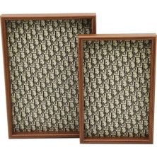 Tuğraçelik Pablito Home PBT-360 Desenli Kahverengi 2'li Set Dikdörtgen Ahşap Bambu Sunum Tepsisi (20X30CM - 25X35CM - Derinlik: 2cm)- 20'li Paket