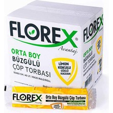 Tuğraçelik Florex 401 Avantaj Büzgülü Çöp Torbası Orta Boy 55X60 cm 10'lu - Limon Kokulu- 25'li Paket