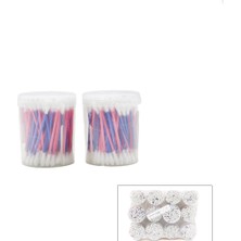 Tuğraçelik Elise Family Küçük Boy Kulak Çöpü (Pamuklu Çubuk) 100'LÜ Yuvarlak Kutu- 12'li Paket