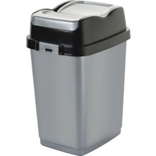 Tuğraçelik Dünya 09711-400&410 Siyah & Gri Easy 5l Çift Kapaklı Çöp Kovası Plastik 149X185X266MM- 36'li Paket