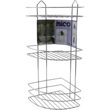 Tuğraçelik Ibico K13-019 Banyo Köşelik ve Duşakabin Rafı 3 Katlı Üçgen - Krom Metal- 12'li Paket