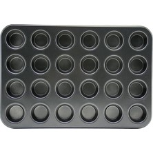 Tuğraçelik Ibico İ22-377 Metal Muffin ve Kek Kalıbı 24 Gözlü - Siyah Düz