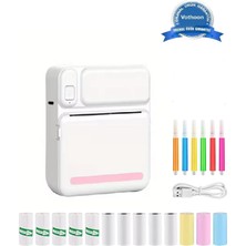 Twin Store Mini Taşınabilir Yazıcı 13 Rulo Kağıtlı Mürekkepsiz Etiket Yazıcısı Mini Termal Yazıcı