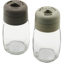 Tuğraçelik Qlux C-00532 Star Çizgili Cam Tuzluk ve Baharatlık 100 cc - 3 Stil Dökümlü Plastik Kapak- 30'li Paket