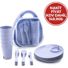Tuğraçelik Mienca MRD-473 Clean Life KSK-108 Piknik Seti - 32 Parça Renkli Plastik Çantalı- 12'li Paket