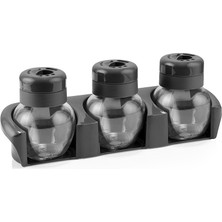 Tuğraçelik Qlux C-00372 Star Standlı Tuzluk ve Baharatlık 3 x 210 cc - 3 Stil Dökümlü Plastik Kapak- 8'li Paket