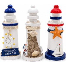 Tuğraçelik Ibico İ12-242 Ahşap Deniz Feneri Maketi - Masaüstü Dekoratif Küçük Boy 15 Cm- 6'li Paket