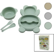 Tuğraçelik Qlux BSF-00982 Blw Bebek Beslenme Seti No-3 - 4 Parça Ayıcık Model, 3 Bölmeli Tabak, Kase, Kaşık, Çatal 500 ml + 400 Ml- 12'li Paket