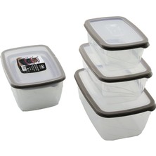 Tuğraçelik Qlux L-00772 Bio Extra 3'lü Sızdırmaz Saklama Kabı Seti - 1600, 2800 ve 4600 ml Şeffaf- 8'li Paket