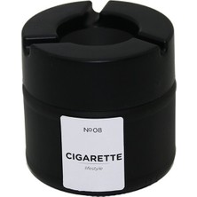 Tuğraçelik Qlux C-00567 No-08 Cigarette Siyah Cam Küllük 300 cc - Siyah Plastik Kapaklı- 24'li Paket