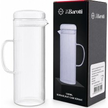 Tuğraçelik Barotti DMR-9793 Cam Kapaklı Çizgili Desen Borosilikat Cam Sürahi 1200 Ml- 12'li Paket