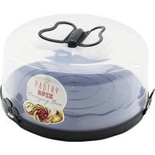 Tuğraçelik Qlux L-00501-2 Yuvarlak Kek ve Pasta Fanusu - Antrasit Gri Taban, Kelebek Baskılı Şeffaf Kulplu Kapak- 6'li Paket