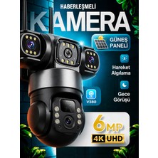 4g Sım Kartlı 4K 3 Lensli Solar Ptz Kamera V380 Pro 360° Güvenlik Kamerası Renkli Gece Görüşü Hareket Takibi Uzaktan Telefon Kontrollü Dış Mekan**