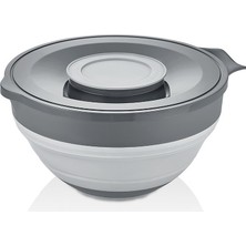 Tuğraçelik Qlux L-00960-2 2'si 1 Arada Katlanabilir Kapaklı Mikser Kabı - Silikon ve Plastik, Gri, 3250 Ml- 8'li Paket