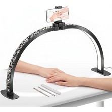 Gees Global Trled F-550A Zebra Elmas Desenli 55CM Katlanabilir Yarım Ay Protez Tırnak ve Güzellik Uzmanı Mas