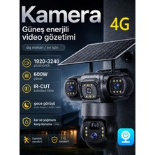 4K 4g Sım Kartlı Solar Güvenlik Kamerası 3 Lensli Ptz V380 Pro 360° Uzaktan Kontrollü Renkli Gece Görüşlü Hareket Takipli Dış Mekan Kamera
