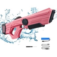 BNG STR Oyuncak Pembe 50 cm Otomatik Elektrikli Su Tabancası Şarj Edilebilir Bataryalı Pet Şişe Aparatlı