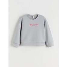 Lc Waikiki Yeni Sezon Bisiklet Yaka Baskılı Kız Çocuk Sweatshirt