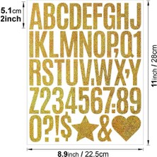 BNG STR Simli Harf ve Rakam Sticker Seti Kendinden Yapışkanlı Alfabe Etiketleri 5 cm