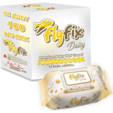 Flyfix Daısy Papatya Kokulu Islak Havlu 100 Adet x 12 Paket