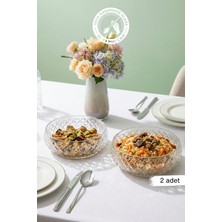 Glamis Selen Concept Kafes Model El Yapımı Orta Boy Cam Salata Kasesi 2'li