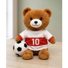 BNG STR Oyuncak Peluş Kırmızı Beyaz Formalı Futbolcu Ayıcık 45 cm