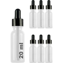 Hype Store 20 ml Metal Kapaklı Damlalık Dropper Şişesi Serum 20 cc Cam Şişe 6 Adet (Siyah Kapak, Şeffaf