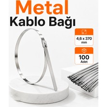 Badem10 Metal Kablo Bağı 100 Adet 4,6X370 mm Paslanmaz Çelik Isıya Dayanıklı Kelepçe Bağlantı Bağı