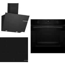 Bosch Indüksiyon Ocaklı Siyah 3 Lü Ankastre Set 651 ( HUA736EA0T - PUG61KAA5E - DWK66PJ60T ) - Buhar Destekli - 3D Fry Hava ile Kızartma